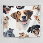 VUMIVI Cartoon Dog Tapestry Black & White Pet Dog Heads Cute Illustration Modern Creative Design Tapestry Wall Hanging for Living Room Bedroom Dorm Classroom Aesthetic Decor W60xL50in
