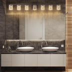 SineRise 7-Light Bronze Vanity Light with 3 Color Modes (3000K/4000K/6000K), Eye Protection LED Bathroom Light Fixture, Dimmable Modern Wall Light Over Mirror with Clear Glass Shade