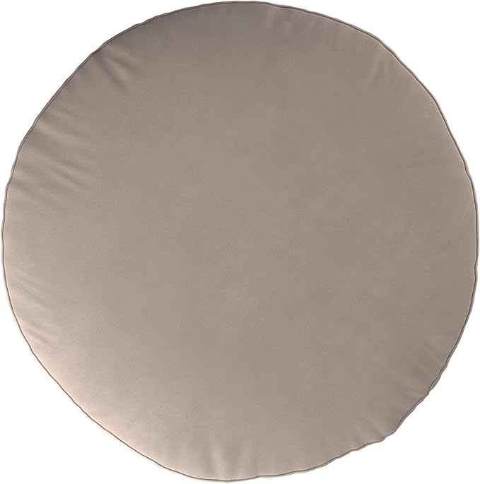 Howard Elliott Round Pouf Ottoman Foot Rest With Cover, Round Stuffed Foot Stool Filled with Polyester Fiber, Fluffy Comfortable Soft Seating for Living Room & Bedroom, 22 x 22 x 12 Inch, Bella Sand