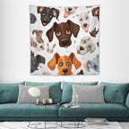 VUMIVI Cartoon Dog Head Tapestry Adorable Pets Humorous Style Abstract Art Illustration Tapestry Wall Hanging for Living Room Bedroom Dorm Classroom Aesthetic Decor W60xL60in