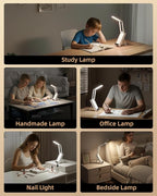EZVALO LED Rechargeable Desk Lamp, 6000mAh Battery Operated Foldable & Portable Light,90Ra Cordless Table Lamp for Office Home, 3 Color Dimmable Small Desk Lamp Wireless Reading Lamp