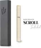 SURI Mezuzah for Door – 4 Inch Dark Gray Concrete Mezuzah Cover with Printed Scroll, Self-Stick Adhesive, Fits a 3 Inch Mezuza Scroll, Gift Box Included