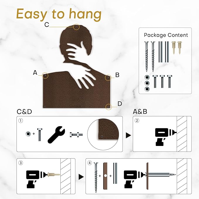SIGNLEADER Metal Wall Art Decor Love Romance Minimalist Modern Abstract Wall Sculpture Hangings Home Decoration for Living Room, Bedroom, Bathroom, Kitchen, Outdoor - 18" Bronze