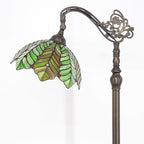 Tiffany Floor Lamp Stained Glass Lamp 18.88X12X67 Inch Angle Adjustable Arched Gooseneck Antique Reading Light (Amber Green Beach Coconut Tree)