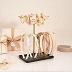 Headband Holder Organizer for Hair Accessories: Headband Storage Vanity Hair Clip Organizer, Two-Tier Stand with Storage Tray for Girls Women, Jewelry Necklace Rack for Vanity, Bathroom, Gold Black