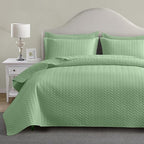 Maple&Stone Quilt Set King, Lightweight Mint Green Bedspread Ultrasonic Chevron Pattern Light Coverlet for All Season Comforter Bedding Decor - 3 Piece King Size Bed Cover Sets