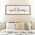 Surfapans Sweet Dreams Wall Decor Above Bed 40"x15" ofr Master Bedroom Guest Room Wood Framed Rustic Over Bed Wall Art Sign (Wood)