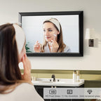 Black Bathroom Mirror for Over Sink, 22x30Inch Thick Anti-Rust Metal Frame, Rectangle Decorative Wall Mirror with HD Tempered Glass Horizontal or Vertical Mount for Vanity, Bedroom, Living Room