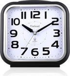5.5" Large Analog Alarm Clock Silent Non Ticking, Gentle Wake, Beep Sounds, Increasing Volume, Battery Operated Snooze and Manual Light, Easy Set, Black (Best for Elder)