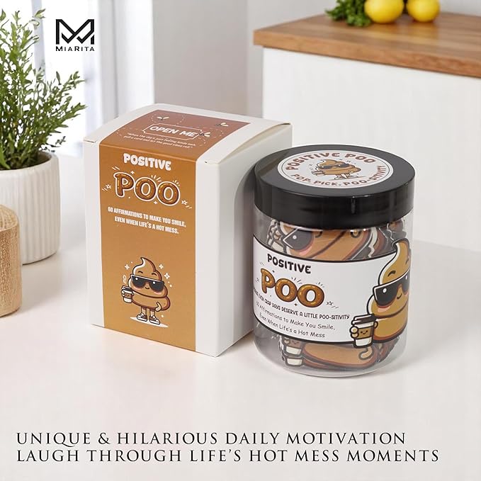Positive Poo Jar – Funny Christmas Gag Gifts for Men, Teens, 60 Hilarious Affirmations, White Elephant Gift, Emotional Support Jar for Friends, Teens Boys,Teen Girl Trendy Stuff, Gifts for Coworkers