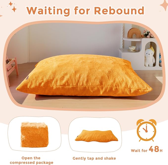 MAXYOYO 3 in 1 Kids Bean Bag Chair Bed, Convertible Chair Folds from Bean Bag to Lounger, Child Floor Sofa for Gaming, Reading, Floor Mattress with High-Density Foam Filling