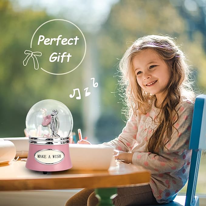 Ballerina Snow Globe, Christmas Music Box Snowglobes, Rotating Ballet Dance Gifts for Girls, 100MM Water Globe Musical Boxes, Plays Melody Fur Elise