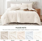 MUXHOMO 7 Pieces King Comforter Set, Seersucker Bed in a Bag King Size, All Season Luxury Bedding Set with Comforter, Flat Sheet, Fitted Sheet, Pillowcases & Shams, Ivory