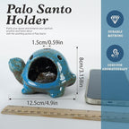 Blue Ceramic Turtle Palo Santo Burner - Mini Chiminea, Burns Palo Santo、Sage、Incense Cones, Doubles as Small Candle Holder for Energy Cleansing、Yoga、Meditation、Zen、Altar Aromatherapy