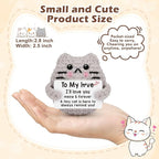 Gifts for Him Her Boyfriend Girlfriend Wife Husband Wedding Anniversary Birthday Gift for Women Men Handmade Positive Cat I Love You Crochet Couples to My Love Christmas