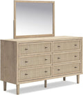 Signature Design by Ashley Cielden French Country 6-Drawer Dresser and Mirror with Safety Stop, Light Brown