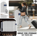 SATINIOR 12 Pcs 40 Garment Bags for Travel Shoe Bags for Packing, Men Suit Cover for T-shirts, Coats, Jackets, Uniforms, Clothes, Shoes, Sneakers(Grey)