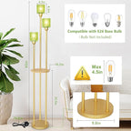HMVPL MVPL Crystal Floor Lamp with Shelves,Floor Lamps for Living Room (Gold-Green Straight, Glass)