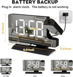 Amgico Projection Alarm Clock,Digital Clock with Projection,7.3" Mirror Clock with 180°Rotating Projector,Dual Alarm with 3 Mode,Bright Adjust,DST,Snooze,Charging Port,5 Levels Volume for Desk Teens