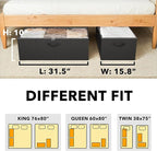 SpaceAid 2 Pack 10" High Under Bed Storage Containers, Large Underbed Storage Organizer Bins with Lids for Bedroom, Dorm, Clothes, Closet Organization, Bed Sheets and Blankets (Black)