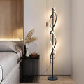 Modern Floor Lamp, 40W 3 Colors Stepless Dimmable and Color-Changing Bright Floor Standing Tall Lamp for Living Room,60" Unique Spiral Floor Lamp for Bedroom Office with Remote Black