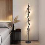 Modern Floor Lamp, 40W 3 Colors Stepless Dimmable and Color-Changing Bright Floor Standing Tall Lamp for Living Room,60" Unique Spiral Floor Lamp for Bedroom Office with Remote Black