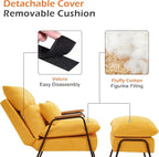 MCombo Accent Recliner Chair with Ottoman, Modern Linen Fabric Armchair, Upholstered Sofa Bed for Living Room Bedroom, Small Space 4055 (Yellow)