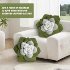 Flower Throw Pillow - 17.8" Plant Shaped Cushion, Soft Plush Decorative Pillow for Bedroom & Living Room, Unique Green Design, Home Decor Accen