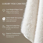 EVERGRACEHOME Luxury Faux Fur Throw Blanket, Soft Fluffy Faux Mink Blankets for Bed, Couch, Sofa, Thick Cozy Plush Warm Fur Throws with Reversible Velvet, Ivory Mink, 60"x80"