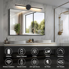 Wireless Battery Operated Wall Sconces with Remote, Black Rechargeable Led Wall Lights Set of Two, Cordless Dimmable Battery Powered Wall Lamp Decor for Bedroom Living Room, 3 Color, 28 Inch