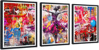 Novatique Graffiti Wall Art for Living Room Banksy Wall Art Colorful Dance Painting Print Framed Ready to Hang,16" x 24" x 3pcs