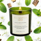 2 Pack Candles for Home Scented,Wood Wick Eucalyptus Mint Scented Candle,22.6 oz 150 Hour Long Burning Lasting, Natural Soy Wax Candles Gifts Set