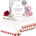 14 PCS Rose Sachets Bags for Drawers and Closets, Long Lasting Scented Sachets Air Fresheners, Natural Odor Eliminator, Home Fragrance for Wardrobe, Shoe Cabinet, Car & Bathroom Potpourri Bag
