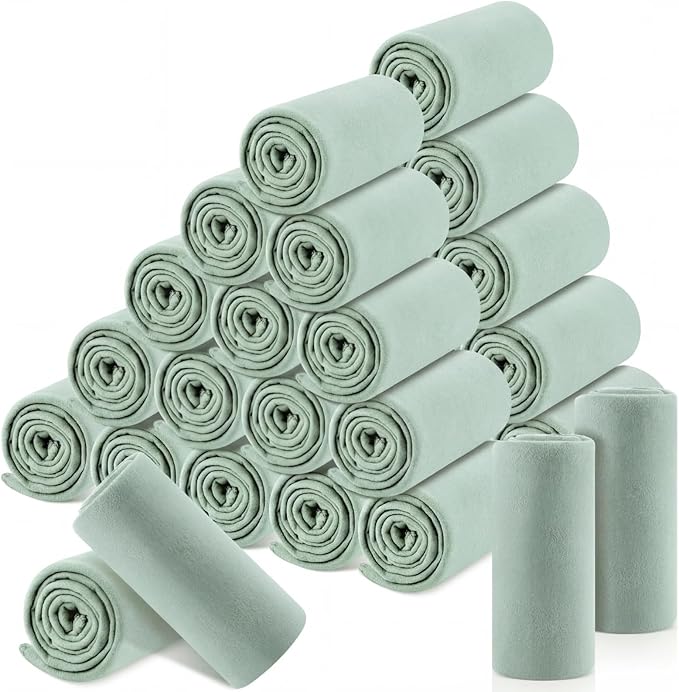 Newwiee 12 Pcs Fleece Throw Blankets Bulk 50'' x 60'' Oeko-tex Standard 100 Certified Spring Outdoor Wedding Guest Blankets Lightweight for Sleepover Donation Lap Pet Sofa Home (Mint Green)