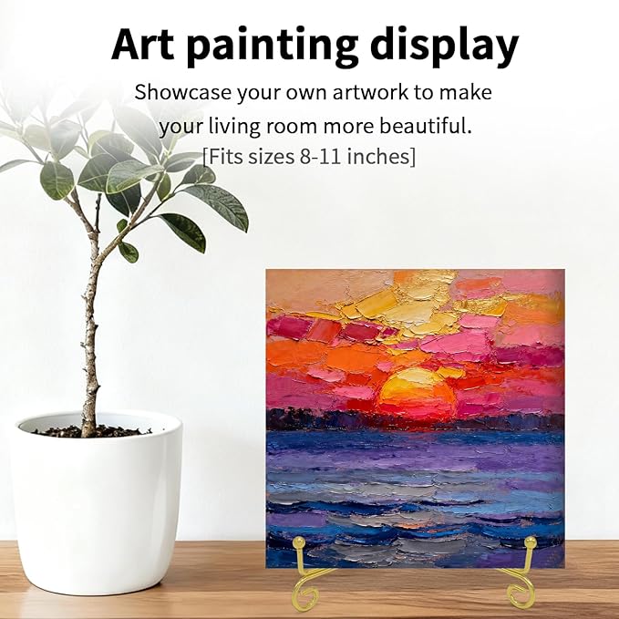 Iron Plate Stands for Display, Foldable Book Holder & Easel Stand for Sign, Versatile Poster Stand and Small Plate Stand for Home Decor, Art, Photo Frame, Card, Crystal Display (Gold, 8 inch (4Pcs))