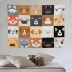 VUMIVI Dog Tapestry Funny Cartoon Pet Patterns Colorful Illustrations Square Animals Tapestry Wall Hanging for Living Room Bedroom Dorm Classroom Aesthetic Decor W80xL60in