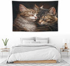 VUMIVI Cat Tapestry Adorable Animals Two Kittens Snuggling Together Vintage Print Realistic Design Tapestry Wall Hanging for Living Room Bedroom Dorm Classroom Aesthetic Decor W60xL40in