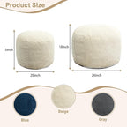 Round Stuffed Pouf Ottoman,Corduroy Foot Rest with Rebound Foam Filled, Furry and Fluffy Foot Stool Ottoman, Floor Poufs for Living Room (Beige, 20" D x 20" W x 15" H)