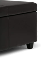 SIMPLIHOME Avalon Storage Ottoman Bench - 48 inch Wide Upholstered Vegan Leather Rectangular Lift-Top Ottoman in Tanners Brown, Contemporary Storage Bench for Living Room with High-Density Foam