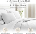 Southshore Fine Living, Inc. XL Twin Quilt Set, Microfiber Quilted Bedspread, White Bedding Twin Coverlet w/Pillow Sham, Pet Hair Resistant Bedding Coverlet Set, Quilted Comforter, Bright White Quilt