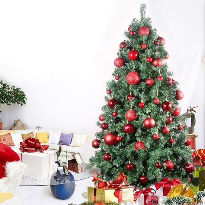 Rose Red 2.5" Christmas Balls Christmas Tree Decoration Ornaments Shatterproof Hanging Balls for Birthday Halloween Holiday Wedding Decorations Set of 18pcs