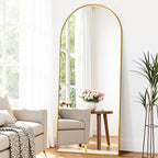 Suidia Arched Full Length Mirror, 59"x19" Floor Mirror Freestanding, Floor Standing Full Body Mirror with Stand for Bedroom, Hanging Leaning Mounted for Living Room Cloakroom, Gold
