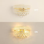 2-Lights Empire Crystal Wall Sconce Light for Living Room Dining Room Bathroom Vanity Mirrors Hallway Bedroom Closet Stairway (Gold)