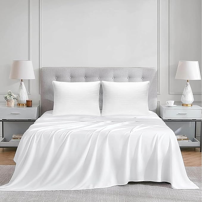 Washable Down and Feathers Pillows Standard Size 2 Pack - Premium Soft Pillow Authentic Canadian White Goose Down & Feather w/ 100% Cotton Cover for Luxury Experience - 650 Fill Power.