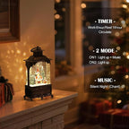 Church Snow Globe Christmas Decorations Gifts Snowman Cabin Cardinal Tree USB/Battery Timer Music Glitter Snowfall Lantern 10.2 inch