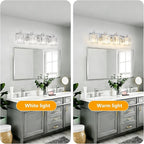 4-Light Modern Bathroom Light Fixture Chrome Vanity Lights Over Mirror Wall Sconce Lighting with K9 Crystal Shades Bathroom Wall Lamp E26 Base for Bedroom, Living Room, Hallway, Cabinet