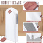 2 Set 60in Long Cotton Garment Bags, 6in Wide Gusset Hanging Storage Clothes with 8 Cedar Blocks, Transparent Mesh Window, Breathable Closet Bags for Fur Coat Suit Sweater Dress, White