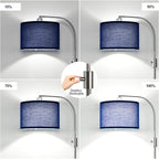 【Upgraded】 Dimmable Brushed Nickel Floor Lamp, 1200 Lumens LED Bulb Included, Arc Floor Lamps for Living Room Modern Standing Lamp with Blue Shade, Tall Lamp for Living Room Bedroom Office Study room