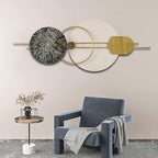 3D Round Metal Wall Art, Handmade Art Metal Round Nature Decorative Wall Sculpture for Living Room Bedroom Dining Room, 47.2" x 19.7"