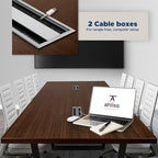 Sturdy Conference Table with Cable Management Grommets Modern Rectangle Office Meeting Table with Wood Tabletop and Metal Frame & Legs- Easy Assembly Boardroom Table (Dark Brown, 8 Foot)